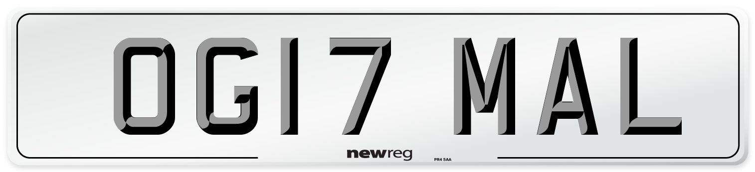 OG17 MAL Number Plate from New Reg